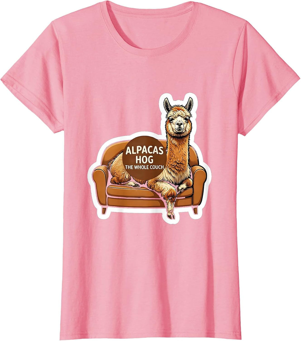 Women's Alpacas Hog The Whole Couch Funny Alpaca Lover Animal Humor T-Shirt - Pink
