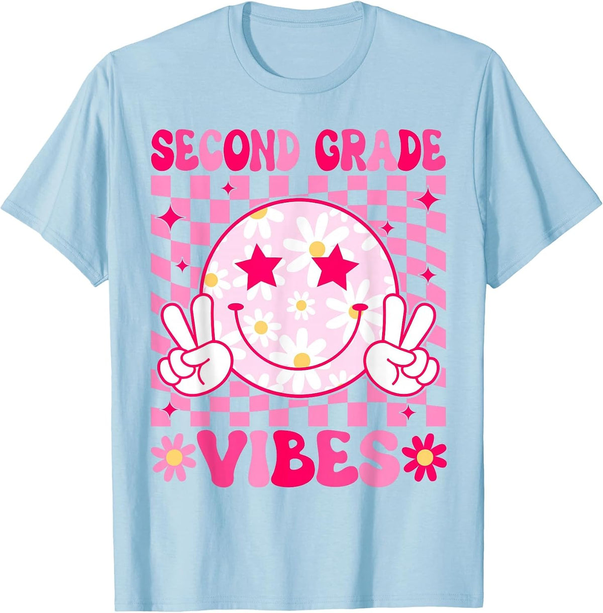 Second Grade Vibes Back to School 2nd Grade Teacher Students T-Shirt - Baby Blue