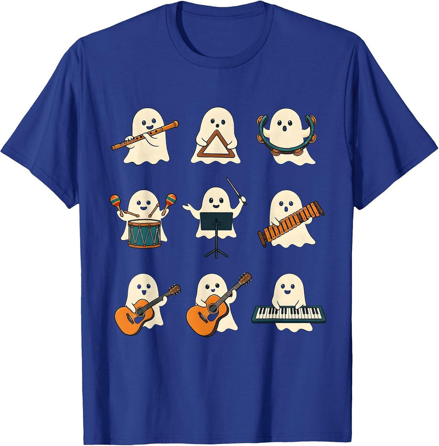 Ghost Band Music Teacher Halloween Whimsical Humor T-Shirt - Royal Blue