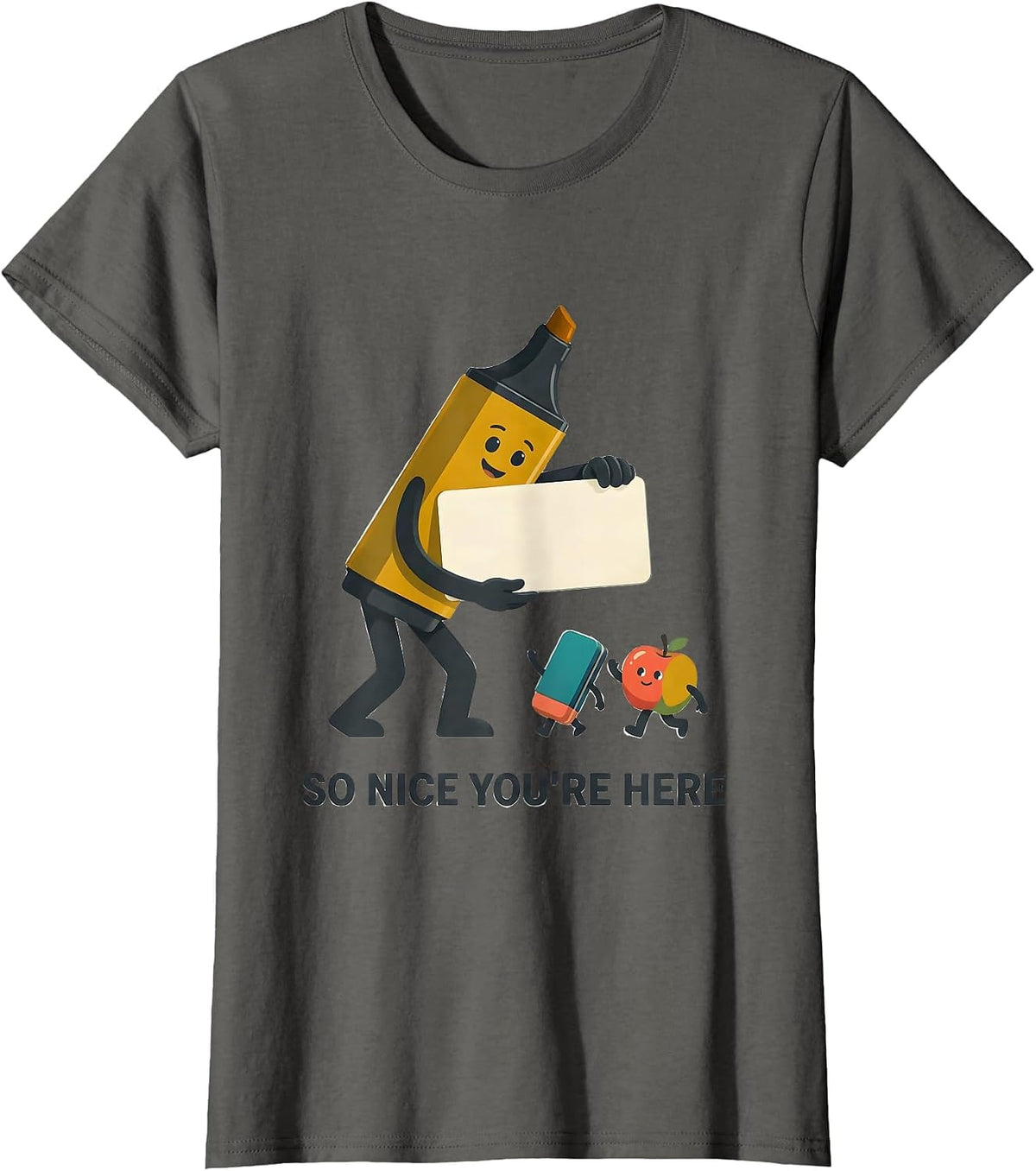 Women's So Nice You're Here Midcentury Modern Teacher Student Back T-Shirt - Asphalt Grey