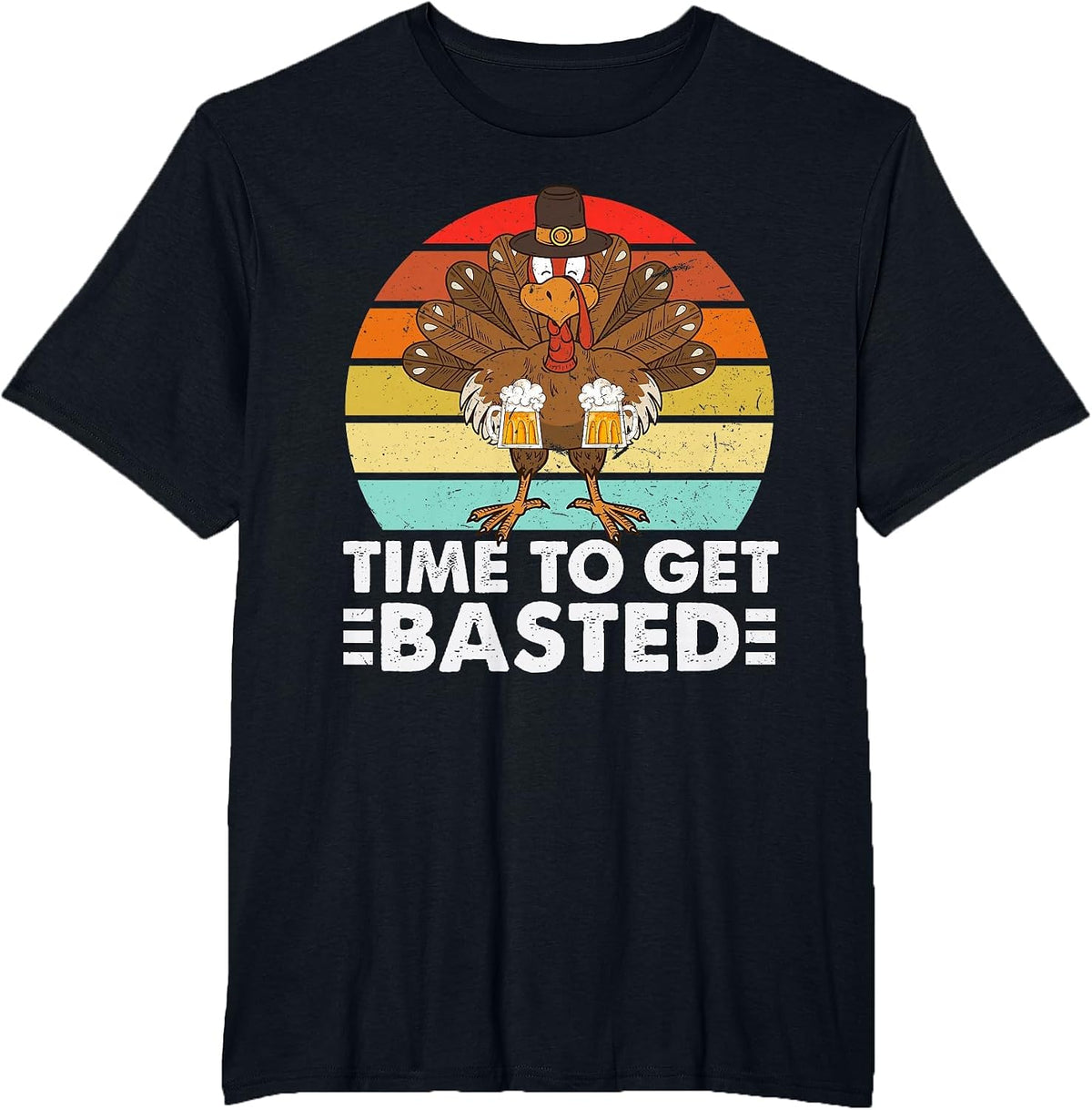 Time to Get Basted Thanksgiving Men Time to Get Basted T-Shirt - Black