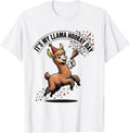Men's It's My Llama Hooray Day Retro Cartoon Funny Alpaca Humor T-Shirt - White