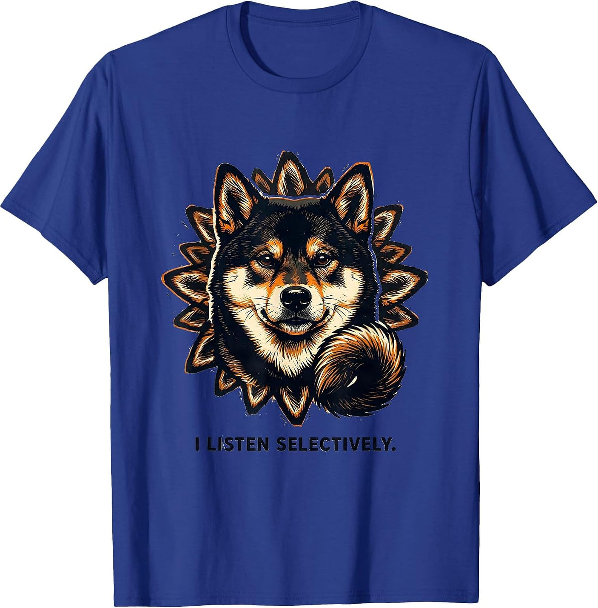 I Listen Selectively Funny Shiba Inu Dog Lover Gift T-Shirt - Royal Blue