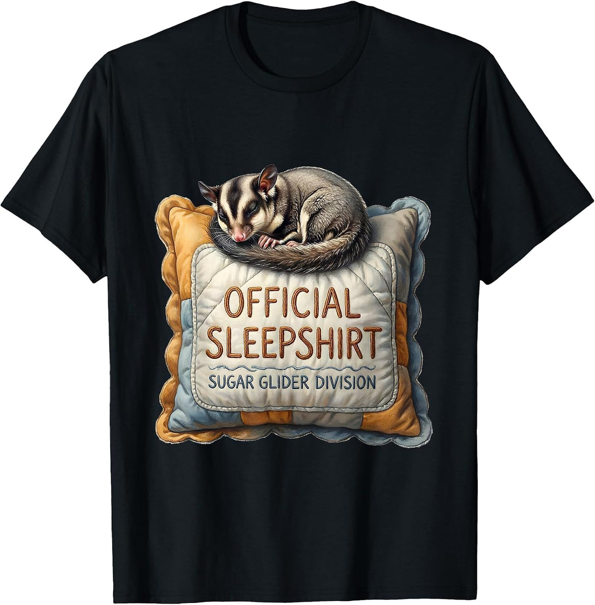 Men's Official Sleepshirt Sugar Glider Division Animal Lover T-Shirt - Black