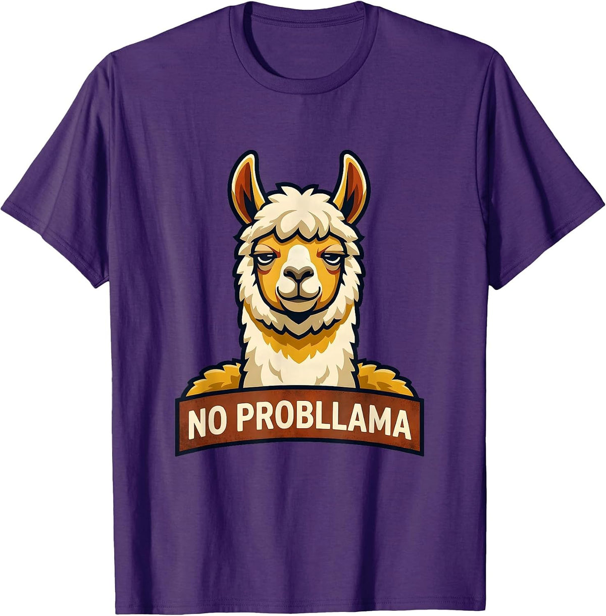 No Probllama Funny Llama Alpaca Novelty Humor Gift T-Shirt - Purple