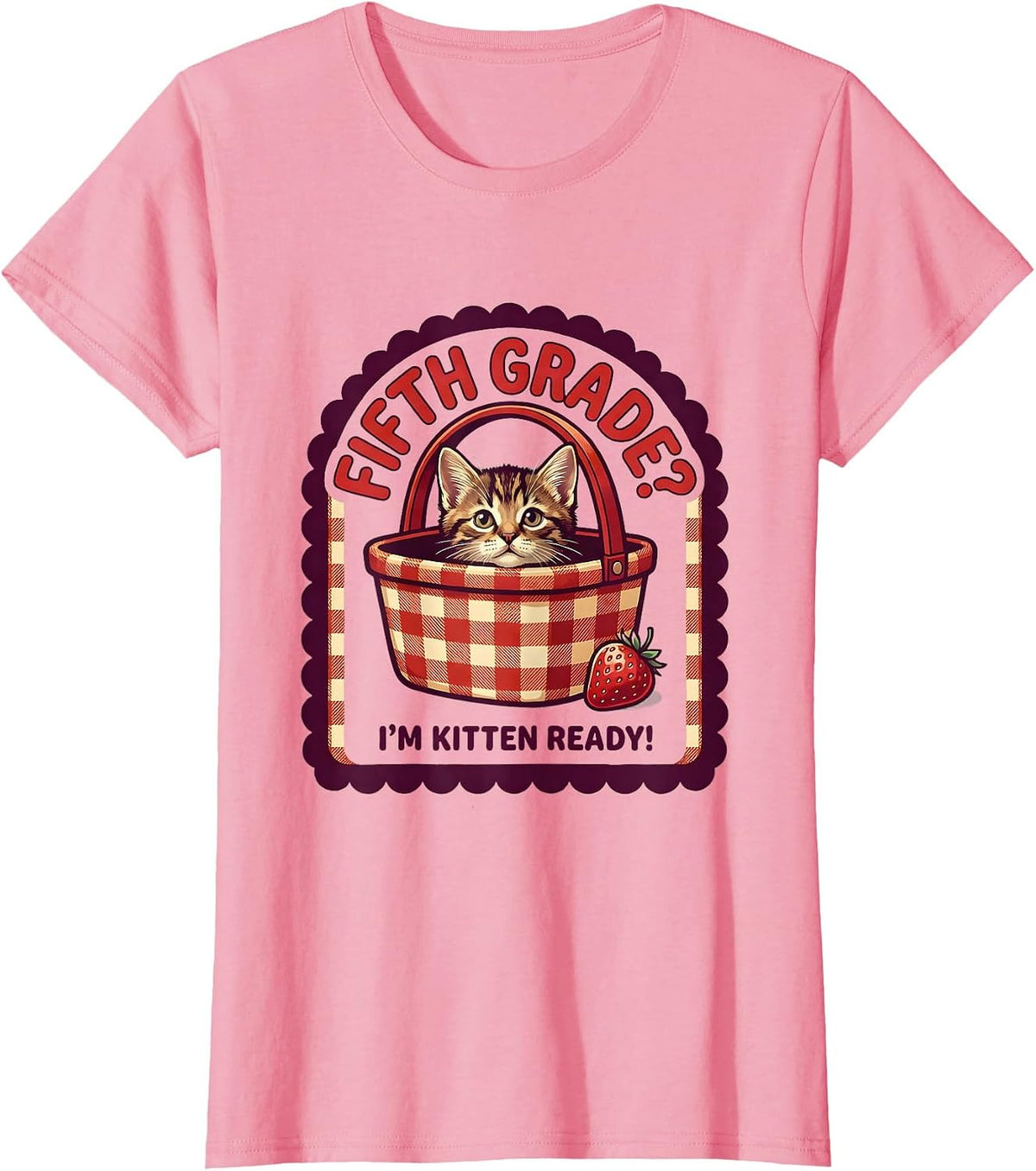 Women's Fifth Grade? I'm Kitten Ready Cute Kitten Back to School T-Shirt - Pink