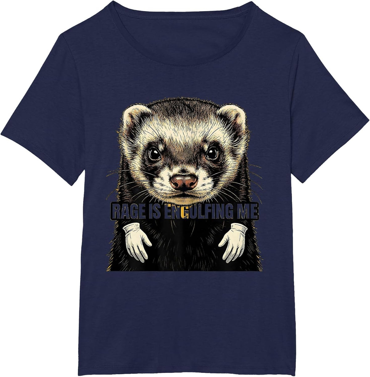 Women's Rage Is Engulfing Me Retro Cartoon Ferret Meme Humor T-Shirt - Navy Blue