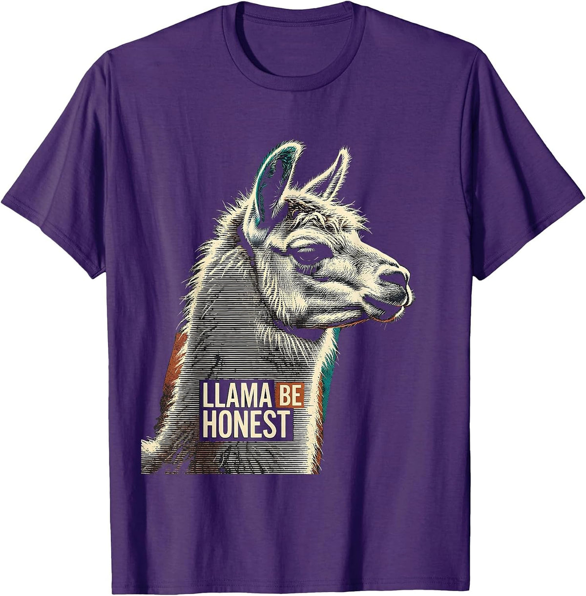 Men's Llama Be Honest Funny Llama Lover Animal Humor T-Shirt - Purple