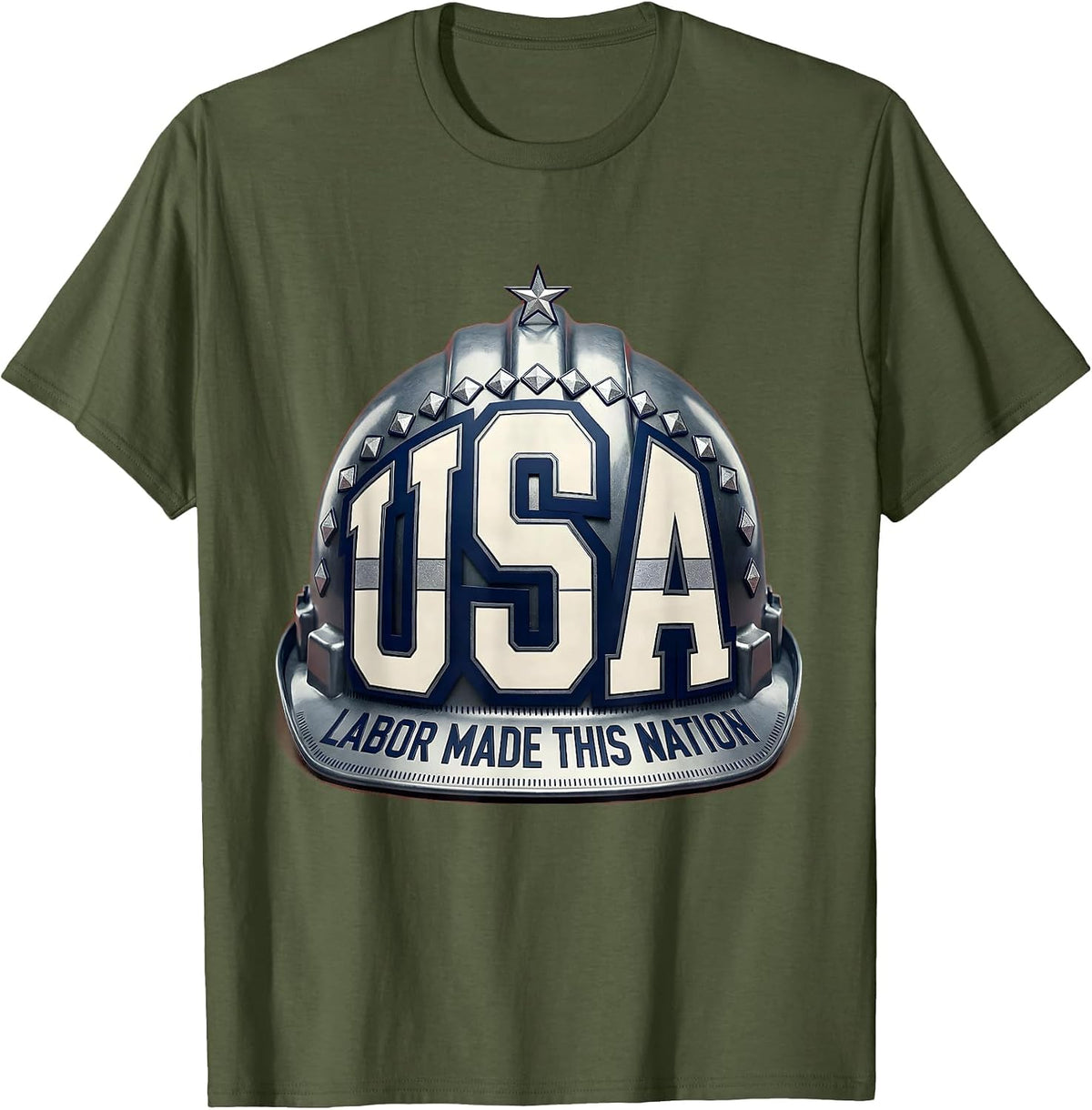 Labor Made This Nation Stars Stripes Pride T-Shirt - Olive Green