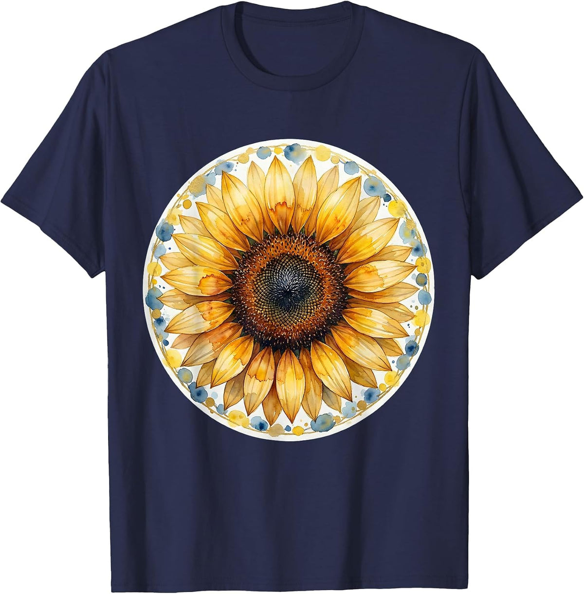 Men's Down Syndrome Awareness Sunflower 47 Petals T-Shirt - Navy Blue