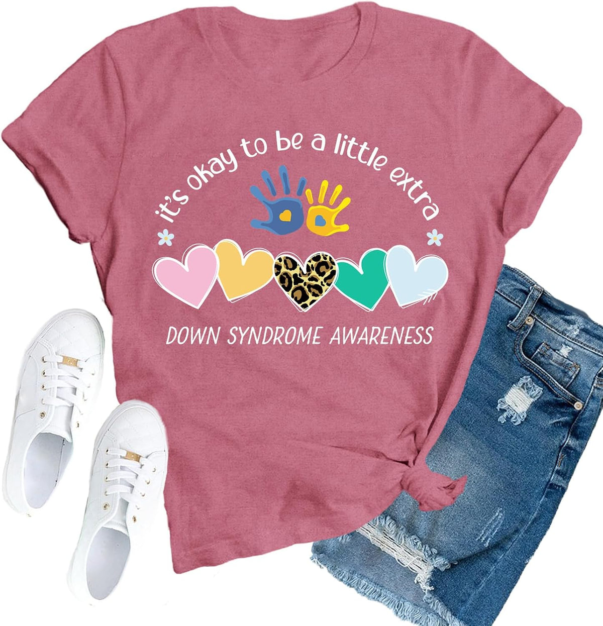 Down Syndrome Awareness Shirts for Women World Down Syndrome Day Tee - Pink