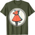 Men's Sealed Pig Badge Midcentury Modern Pig Lover Halloween T-Shirt - Olive Green