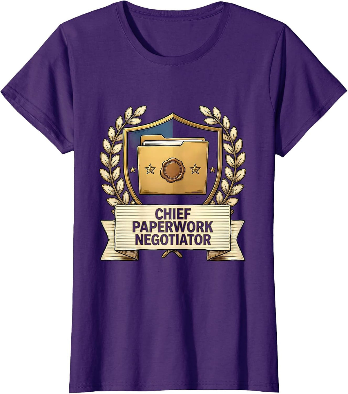 Women's Chief Paperwork Negotiator Funny Social Worker Humor T-Shirt - Purple