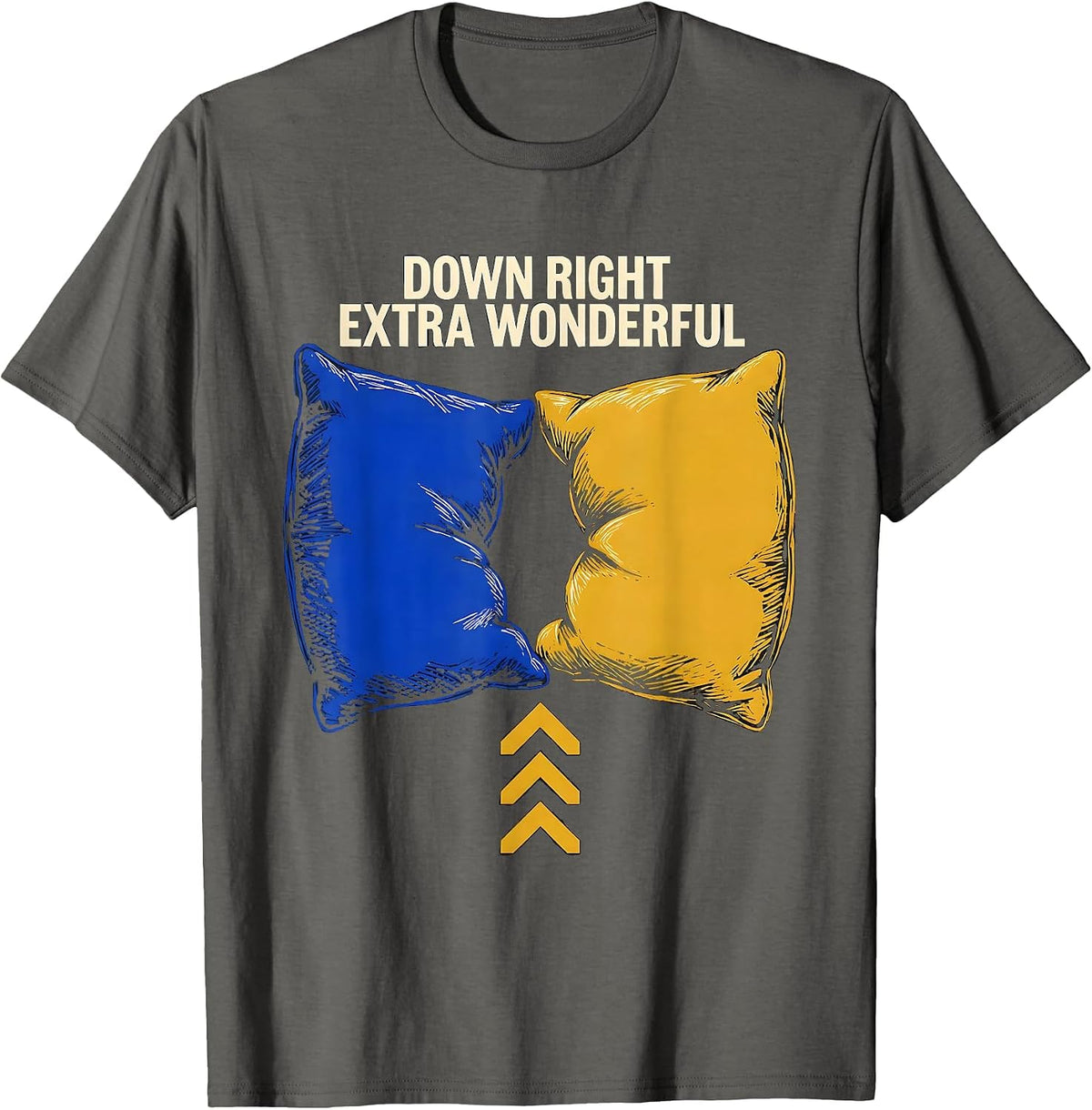 Men's Down Right Extra Wonderful Linocut Down Syndrome Awareness T-Shirt - Asphalt Grey