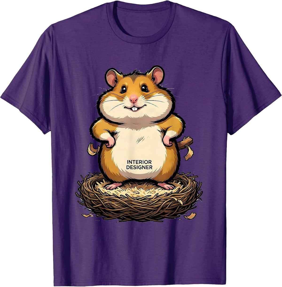 Interior Designer Funny Hamster Meme Cartoon Hamster Lover T-Shirt - Purple
