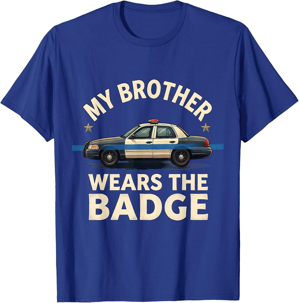 My Brother Wears The Badge Thin Blue Line Police Support T-Shirt - Royal Blue