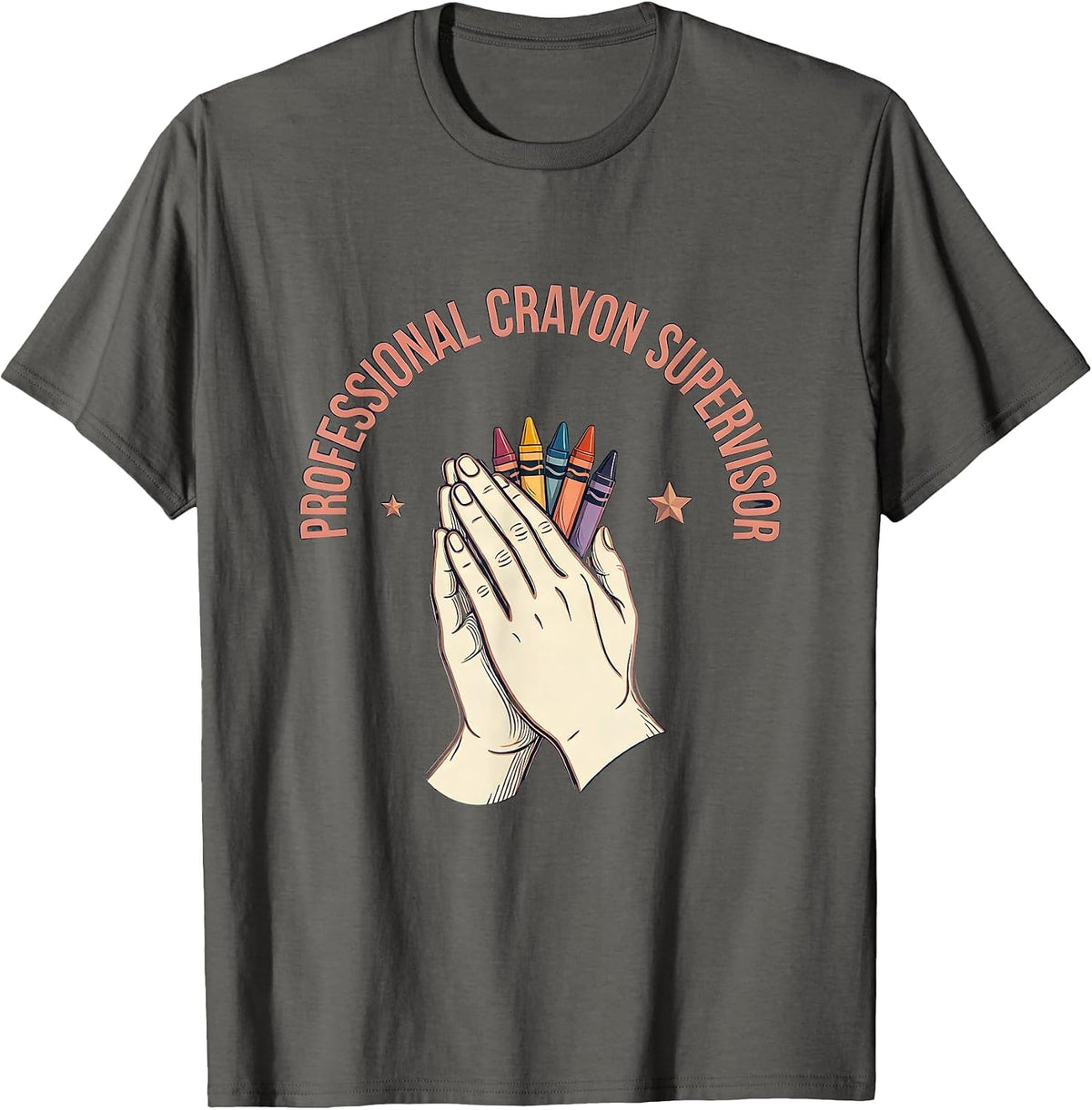 Men's Professional Crayon Supervisor Preschool Teacher T-Shirt - Asphalt Grey