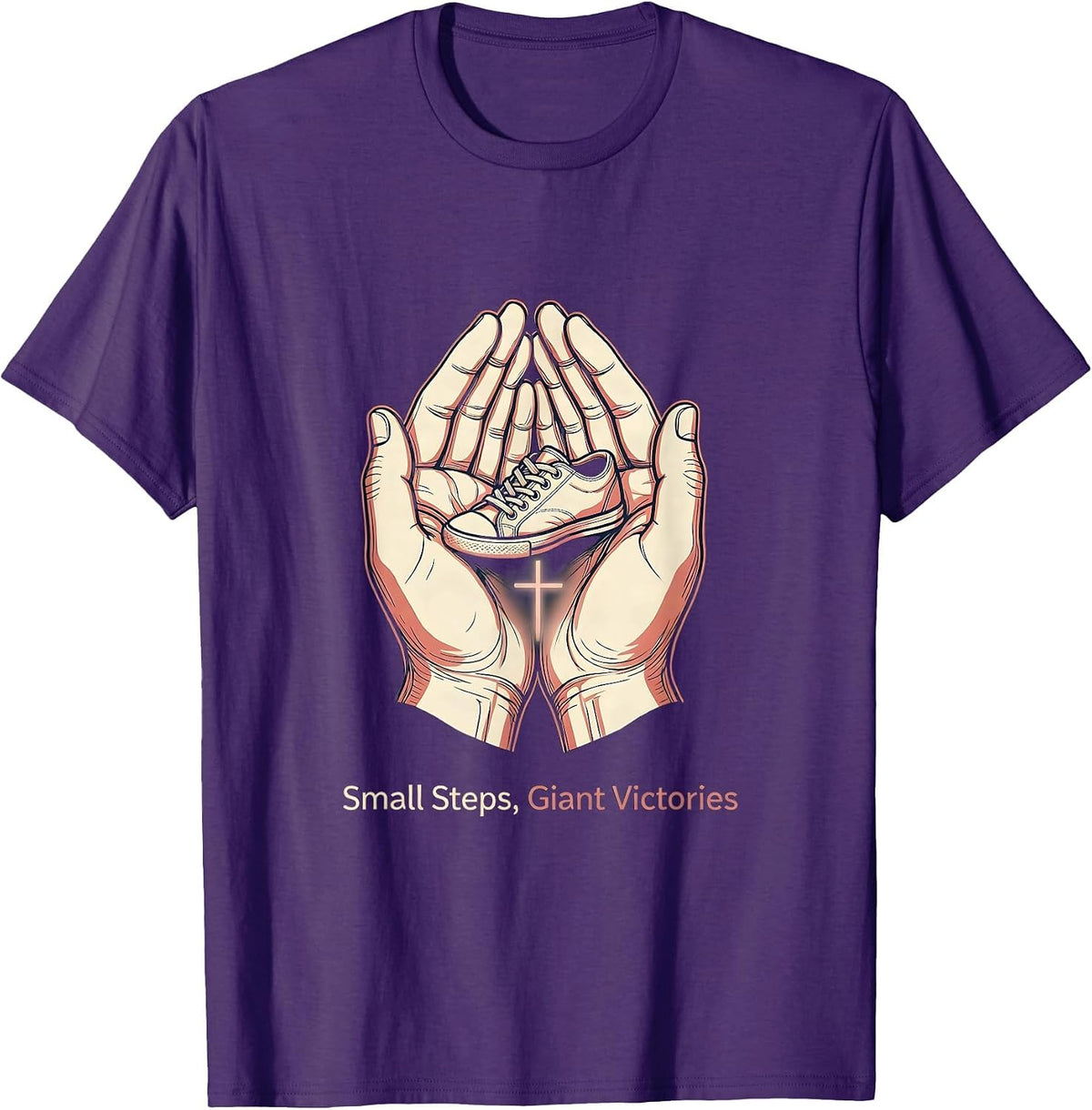 Men's Small Steps Giant Victories Sped Teacher Design T-Shirt - Purple