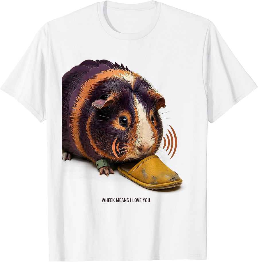 Men's Wheek Means I Love You Funny Guinea Pig Lover Cavy Owner T-Shirt - White