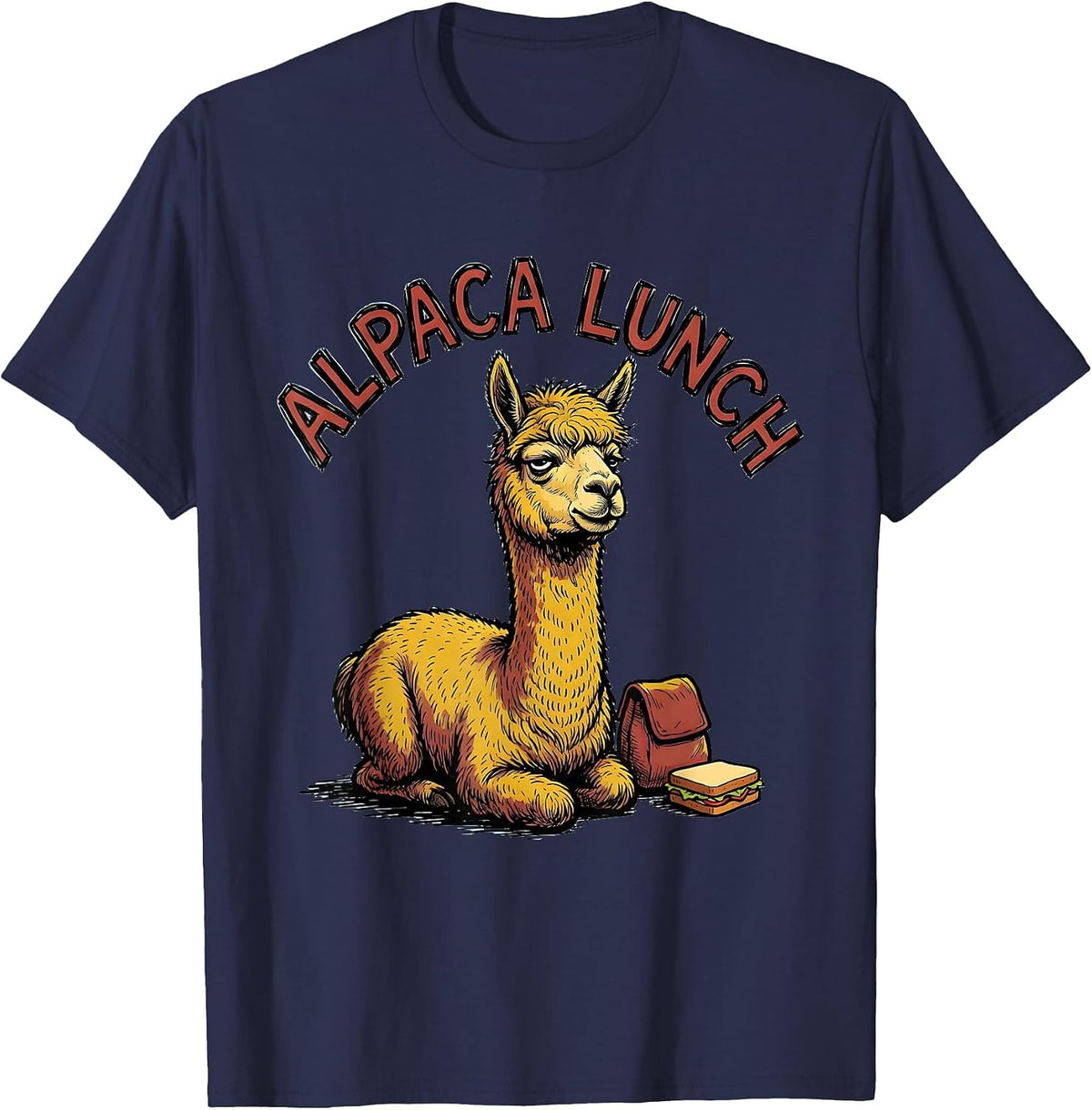 Men's Alpaca Lunch Funny Alpaca Lover Animal Humor Novelty T-Shirt - Navy Blue