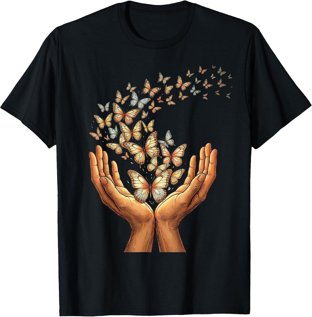 Men's Down Syndrome Awareness Butterfly Release Design T-Shirt - Black