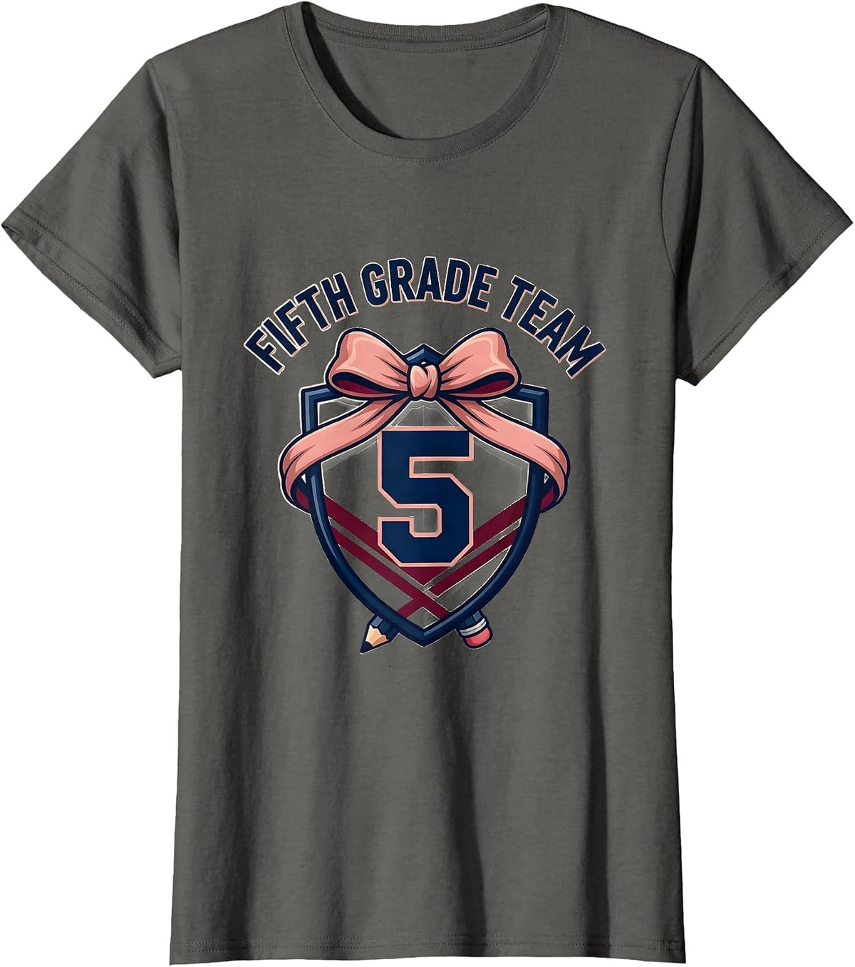 Women's Fifth Grade Team Blokette Sporty Femme Back To School T-Shirt - Asphalt Grey