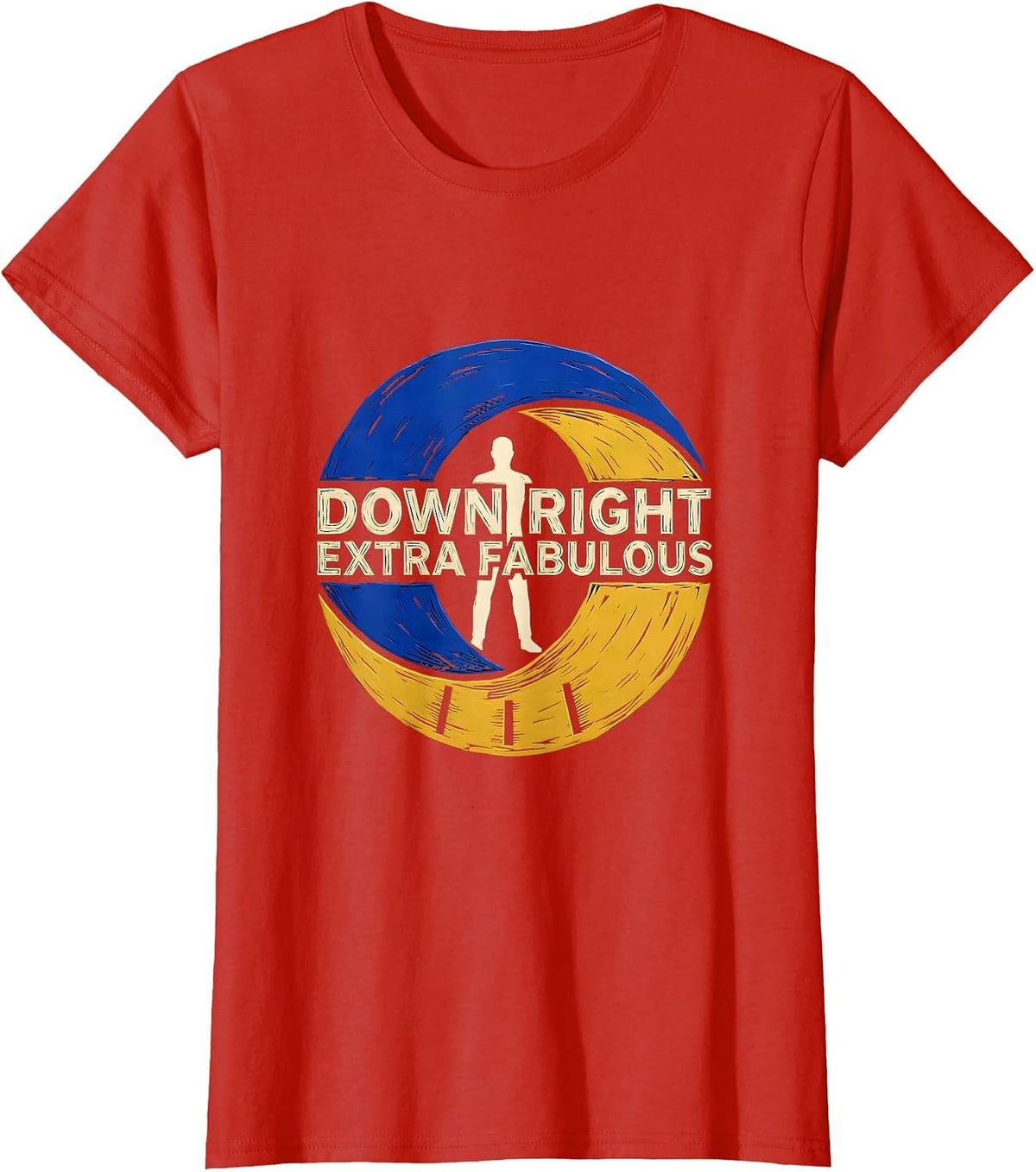 Down Right Extra Fabulous Linocut Down Syndrome Awareness T-Shirt - Red