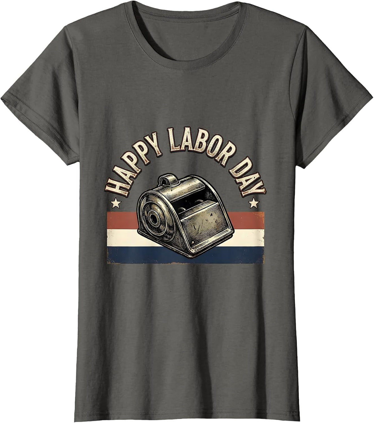 Women's Happy Labor Day Vintage Patriotic Union Pride Holiday T-Shirt - Asphalt Grey