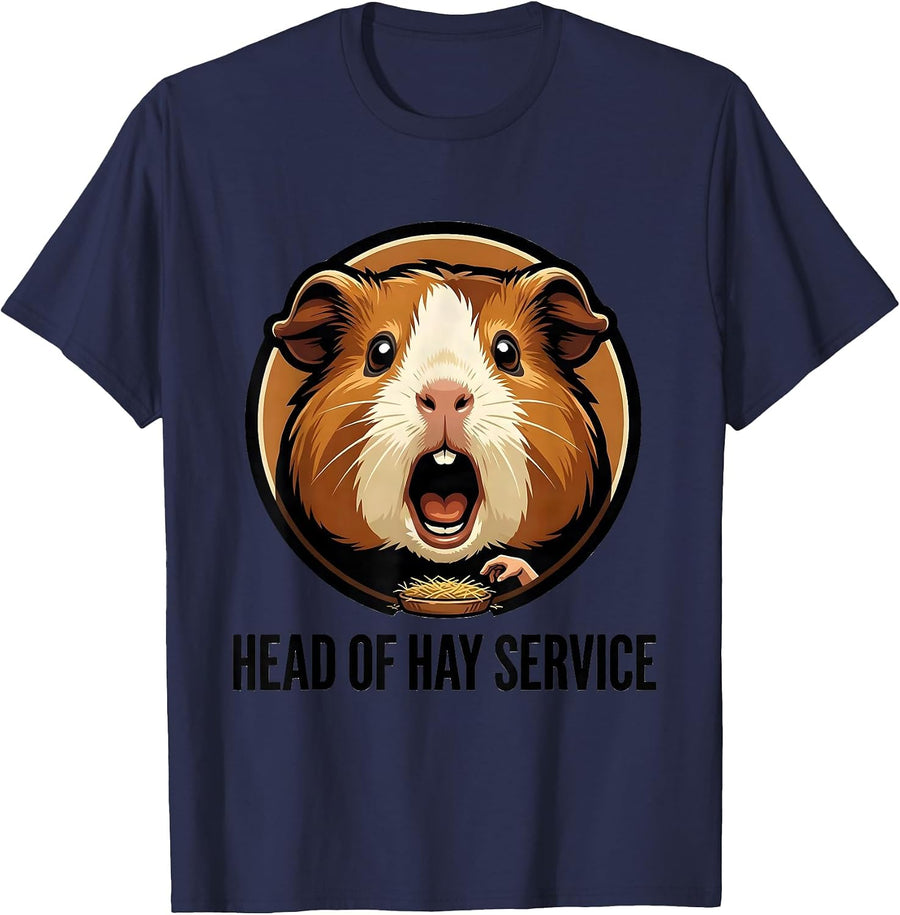 Head Of Hay Service Cute Guinea Pig Pet Lover Gift T-Shirt - Navy Blue