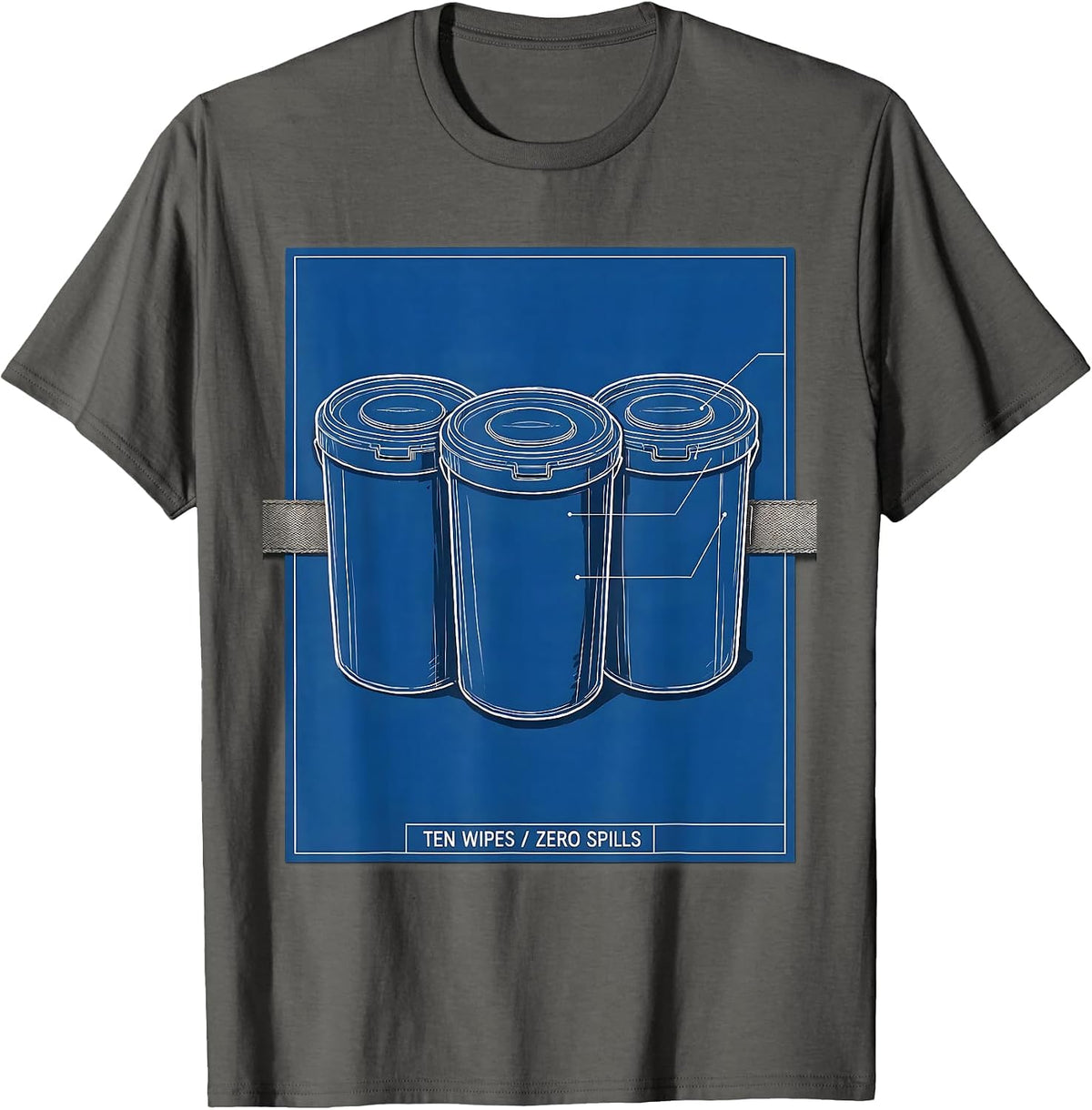 Ten Wipes Zero Spills Funny Daycare Provider Childcare T-Shirt - Asphalt Grey