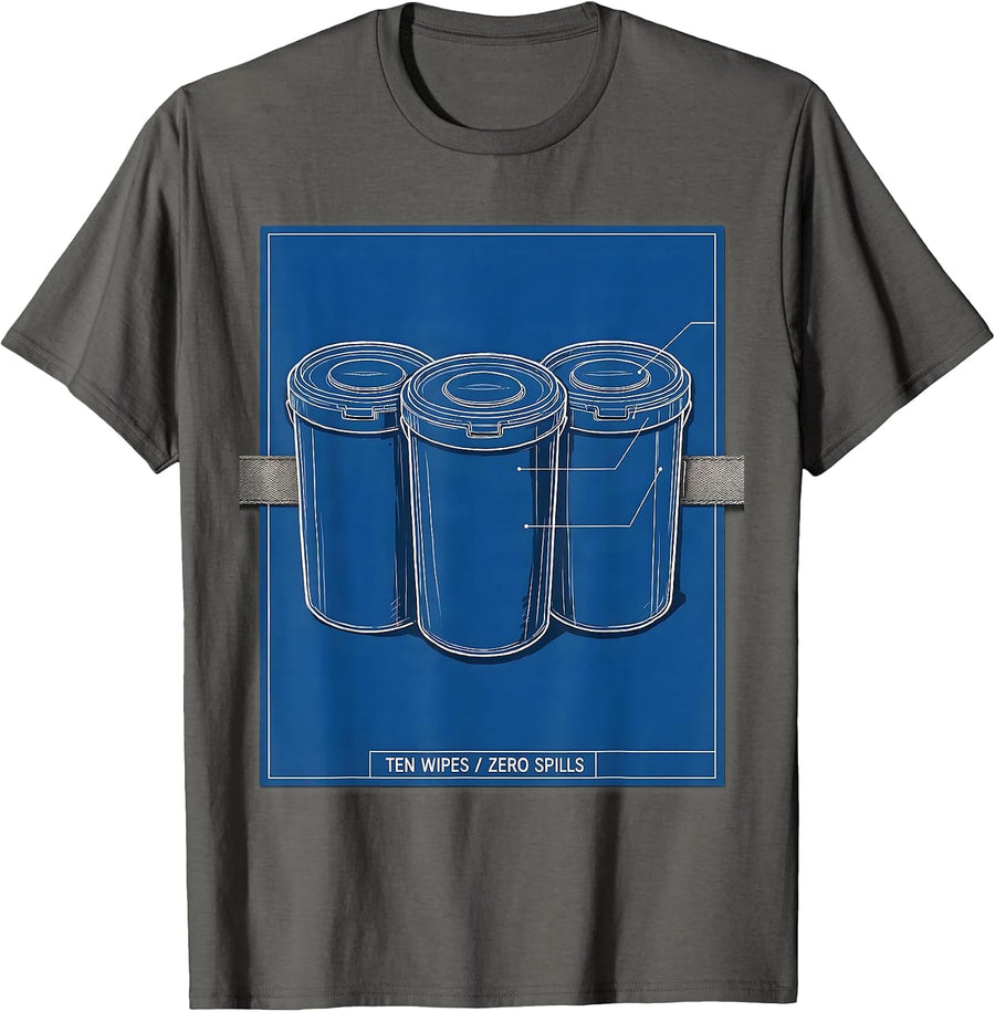 Ten Wipes Zero Spills Funny Daycare Provider Childcare T-Shirt - Asphalt Grey