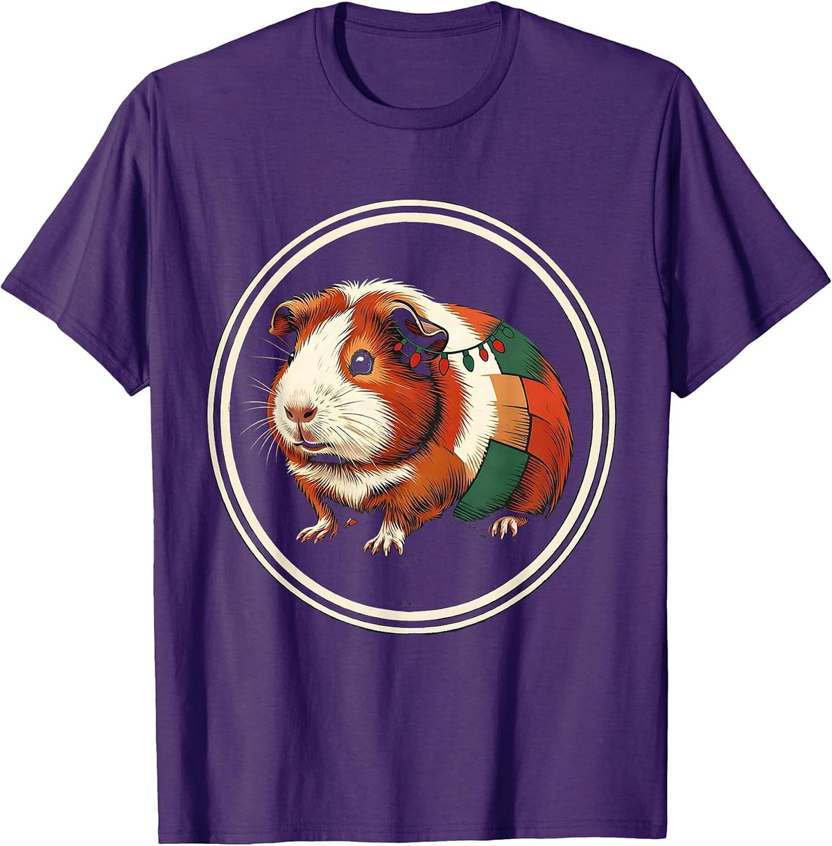 Sealed Guinea Pig Badge Christmas Pet Lover Humor T-Shirt - Purple