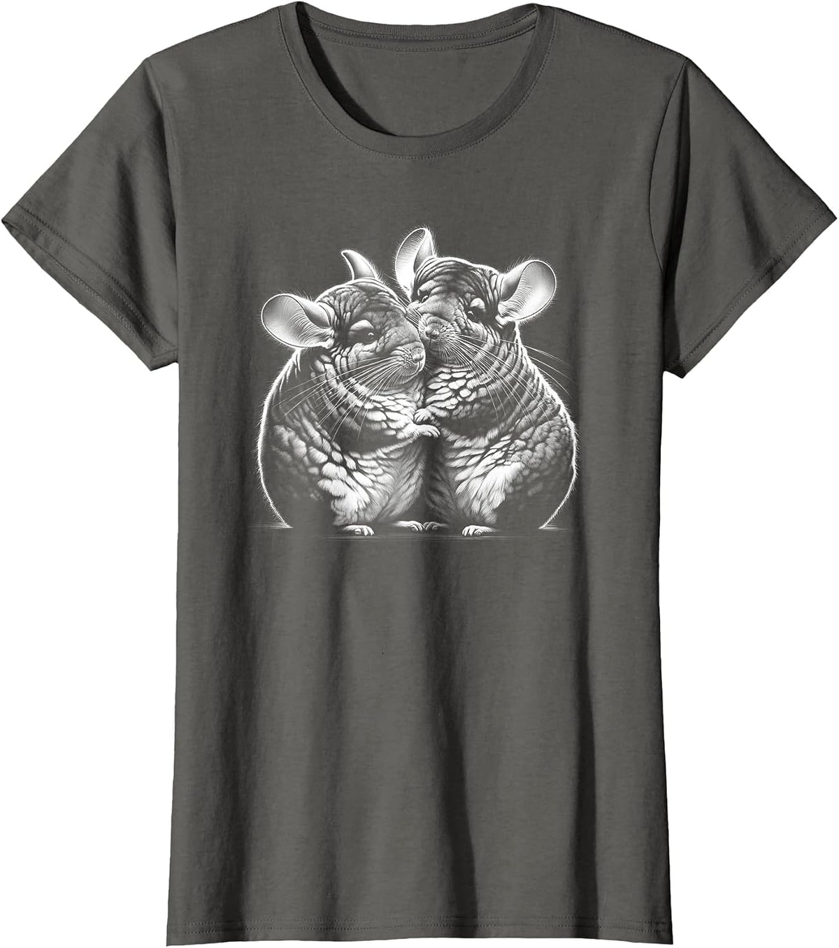 Two Cute Chinchillas Cuddling as a Symbol of Love T-Shirt - Asphalt Grey