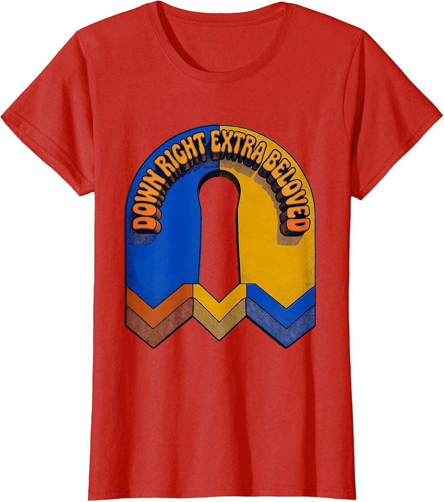 Women's Down Right Extra Beloved Retro 70s Down Syndrome Awareness T-Shirt - Red