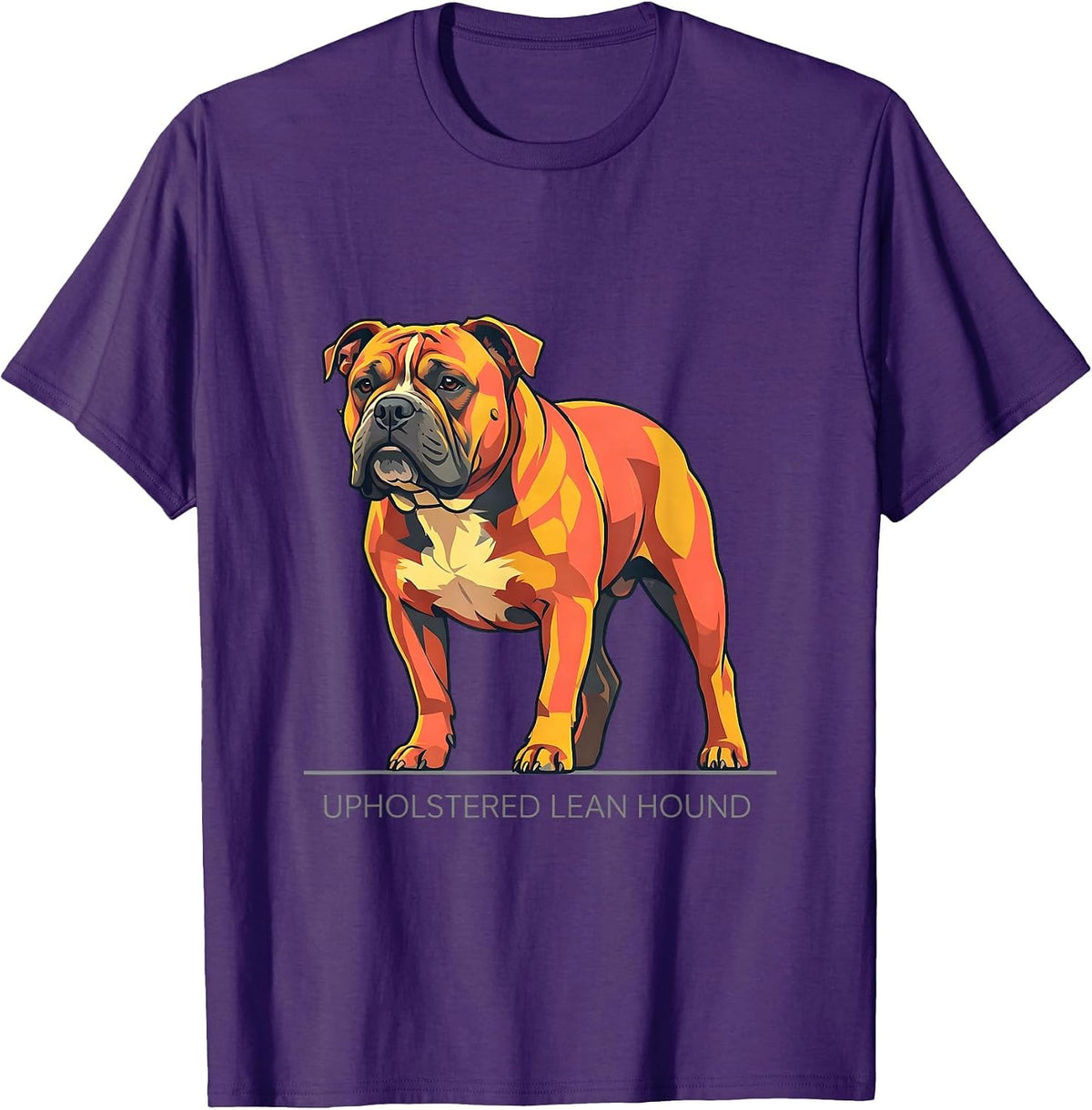 Men's Upholstered Lean Hound Funny Pit Bull Dog Mom Humor T-Shirt - Purple
