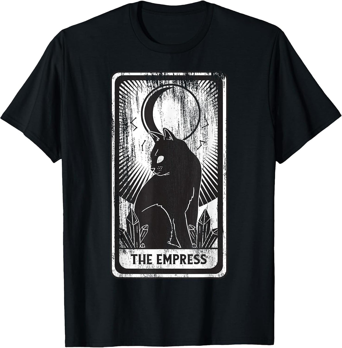 Black Cat Empress Tarot Card T-Shirt - Black
