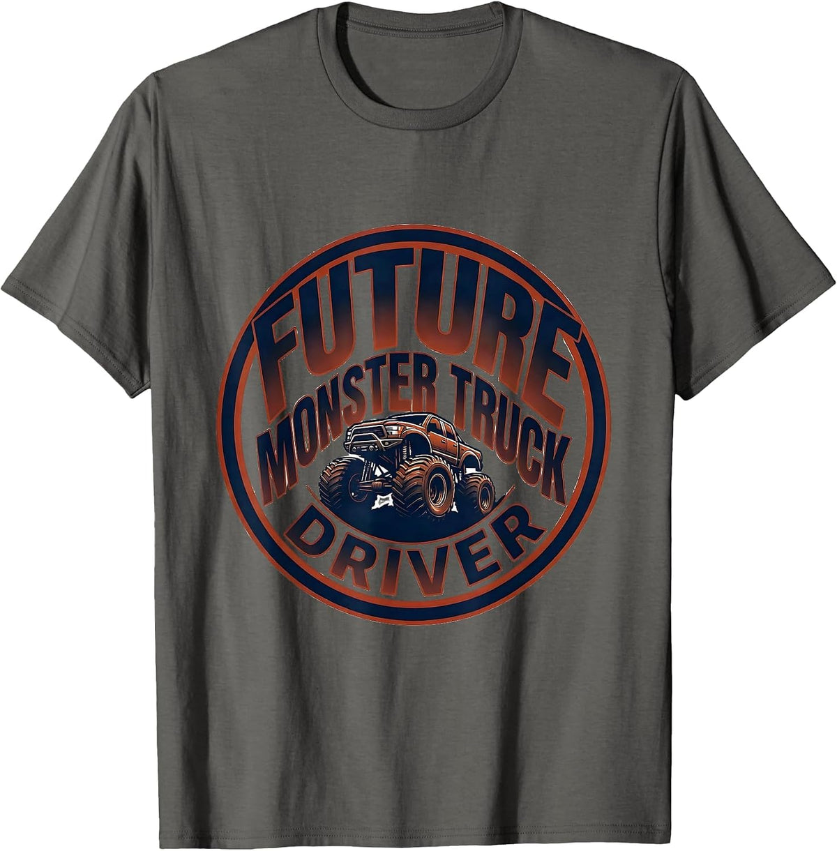 Future Monster Truck Driver Patriotic USA Flag Off-Road T-Shirt - Asphalt Grey