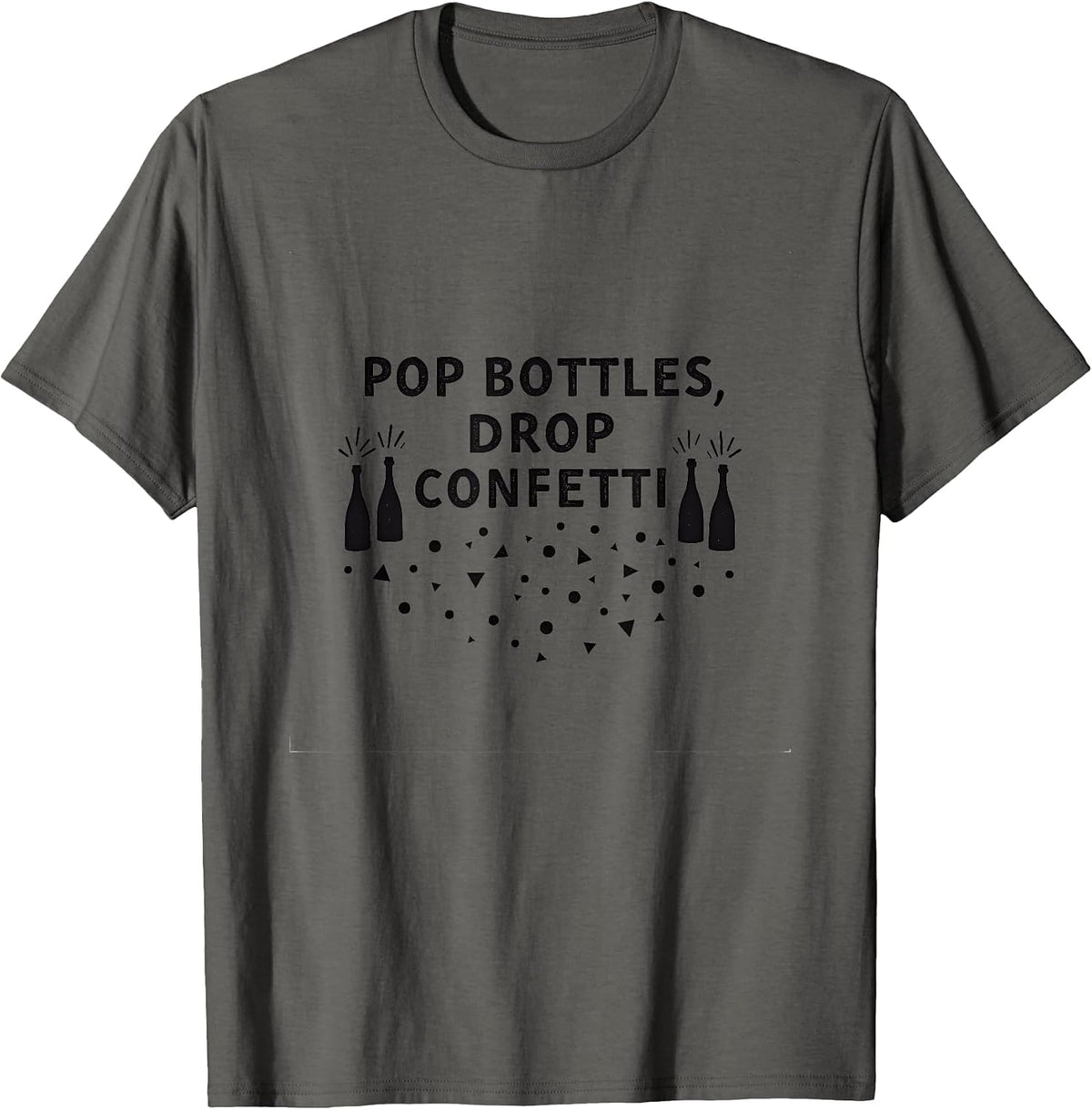 Pop Bottles Drop Confetti New Years Design T-Shirt - Asphalt Grey