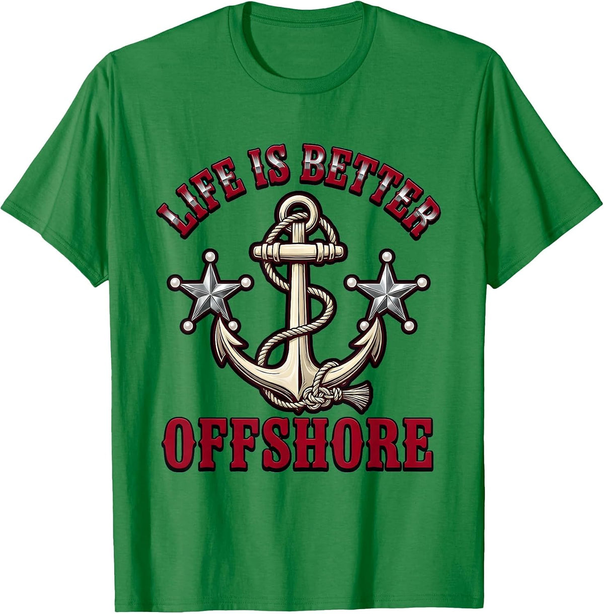 Men's Life Is Better Offshore Sailor Design T-Shirt - Kelly Green