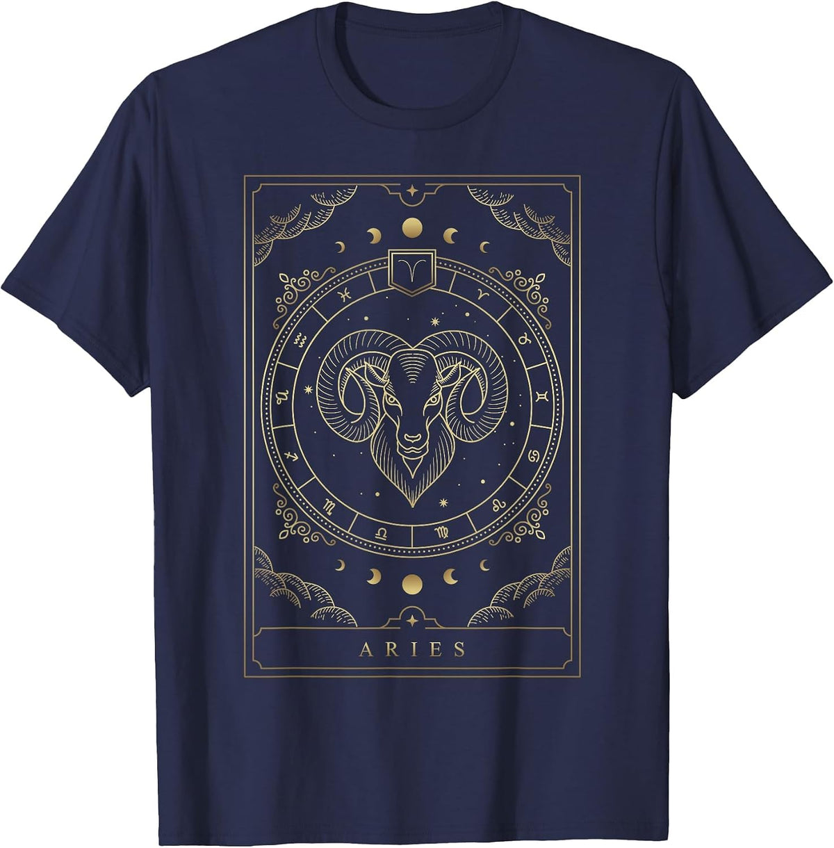 Aries Horoscope and Zodiac Constellation Symbol T-Shirt - Navy Blue