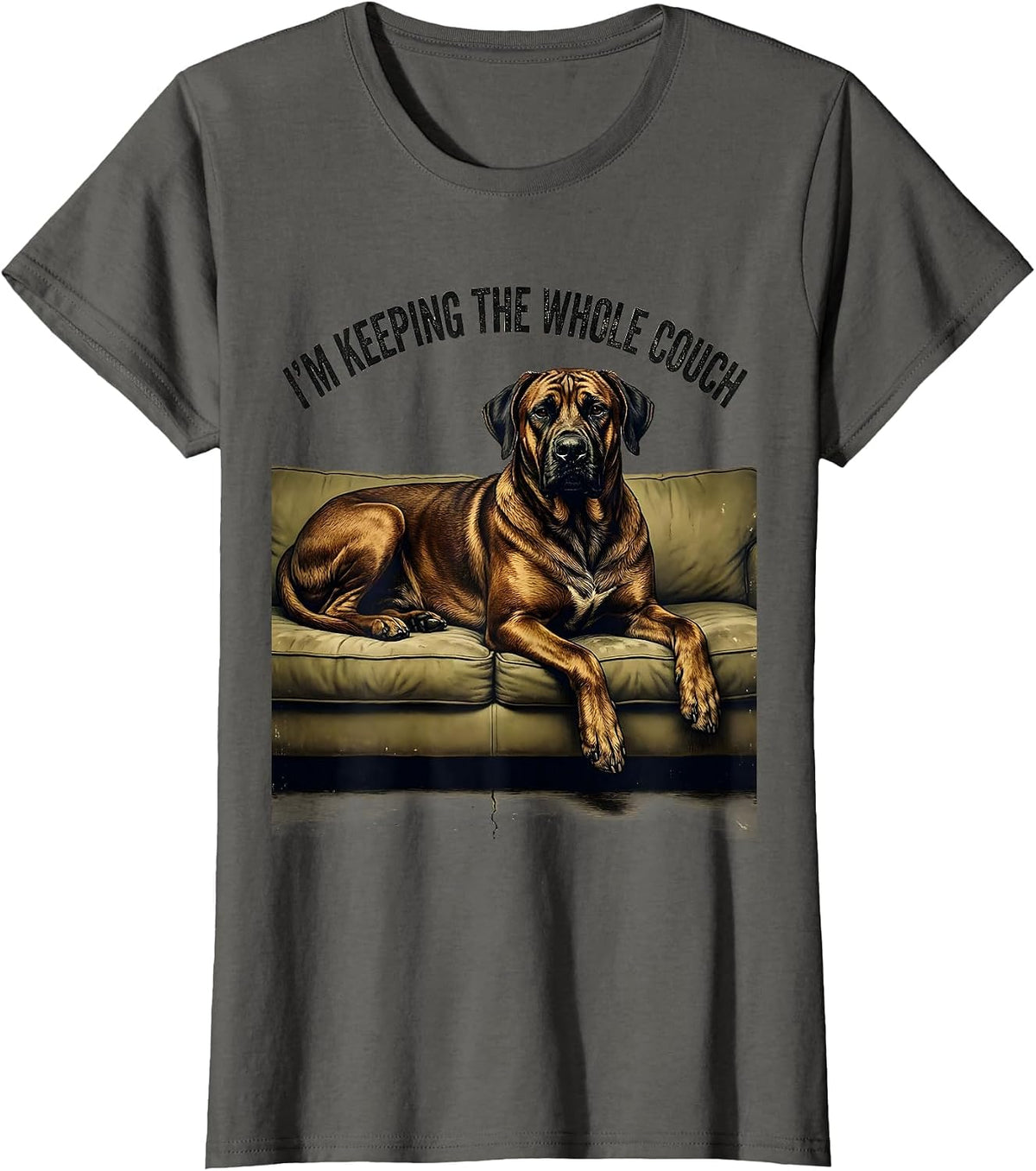 Women's I’m Keeping The Whole Couch Vintage Rhodesian Ridgeback Dog T-Shirt - Asphalt Grey