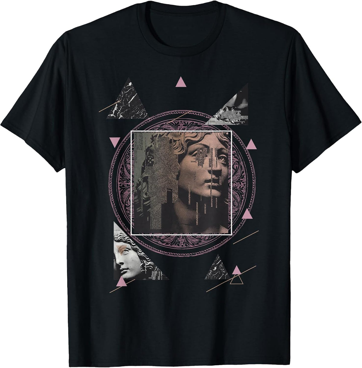 Vaporwave Aesthetic Retro Computing 80s 90s Greek Statue T-Shirt - Black