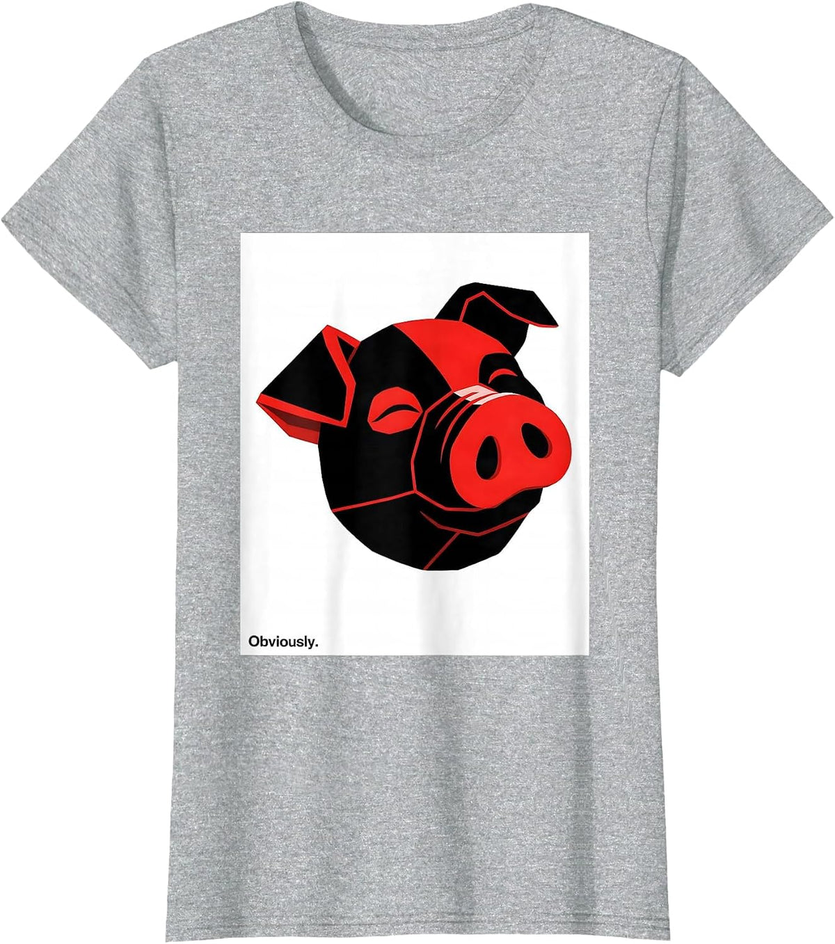 Women's Obviously Funny Pig Farm Animal Lover Humor T-Shirt - Heather Grey