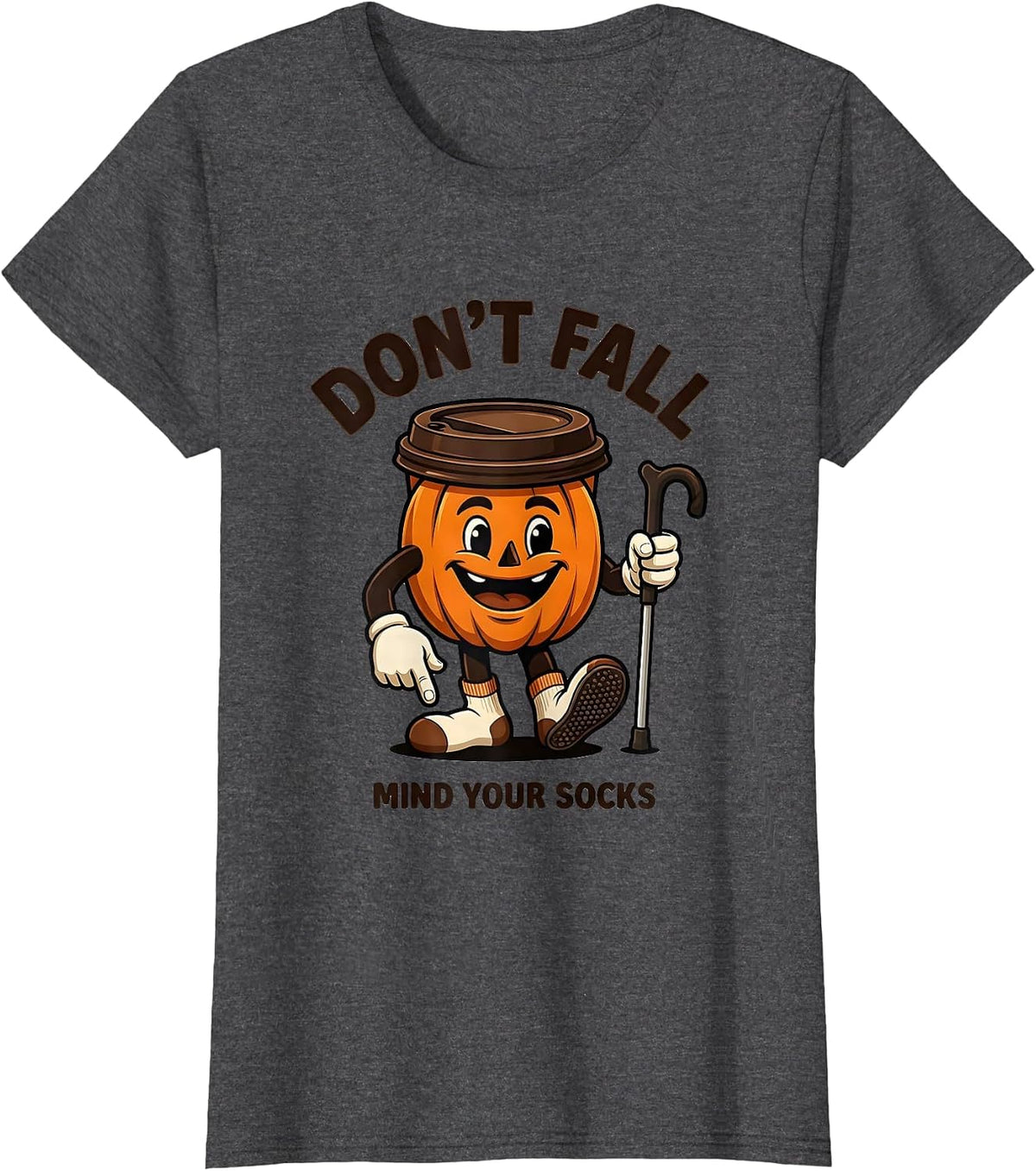 Women's Don't Fall Mind Your Socks Funny Nurse Physical Therapy PT T-Shirt - Dark Heather Grey