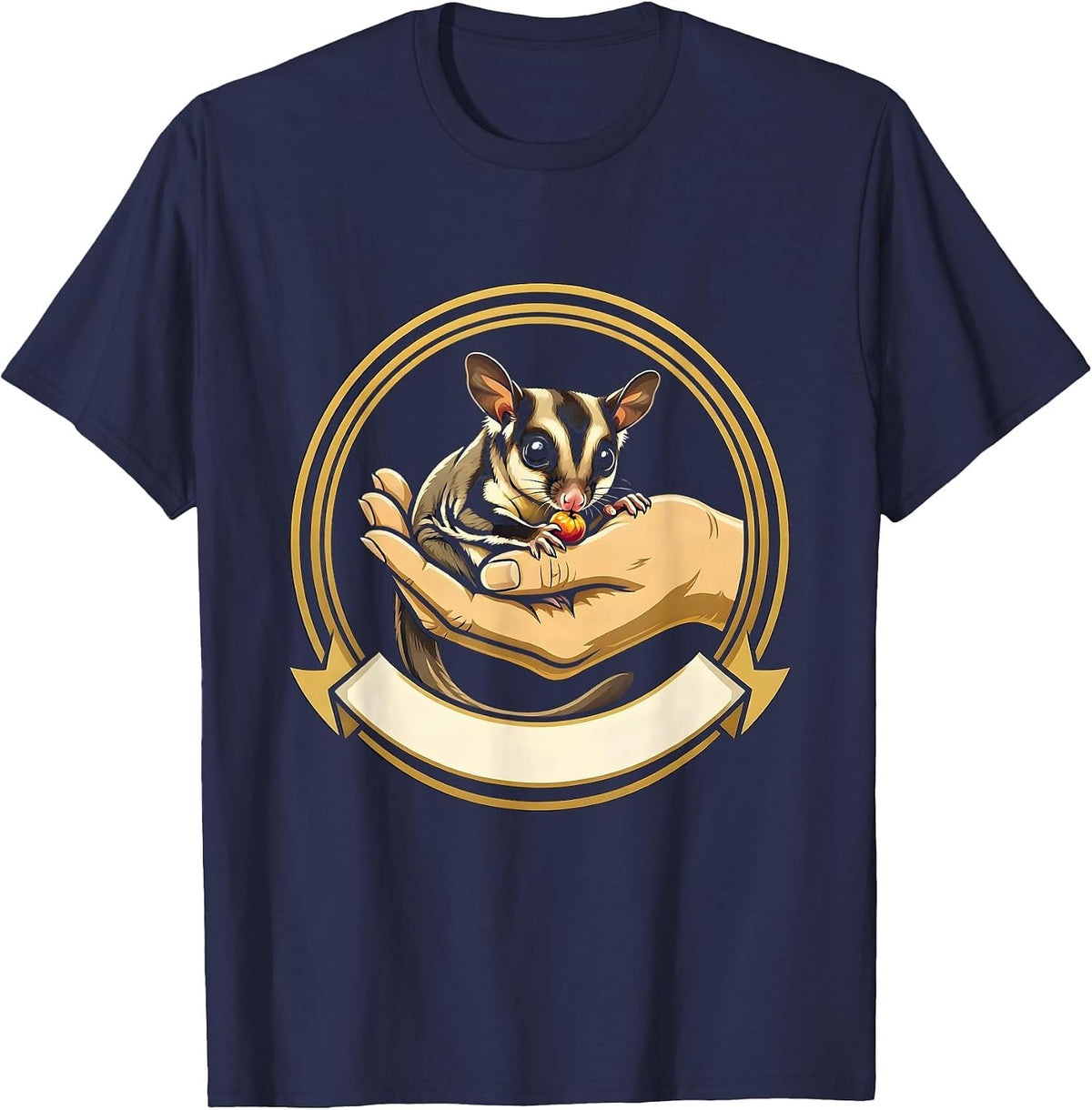Sugar Glider Pocket Pet Lover Humor Emblem T-Shirt - Navy Blue