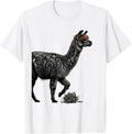 Men's Llama Linocut Funny Alpaca Lover Gift T-Shirt - White