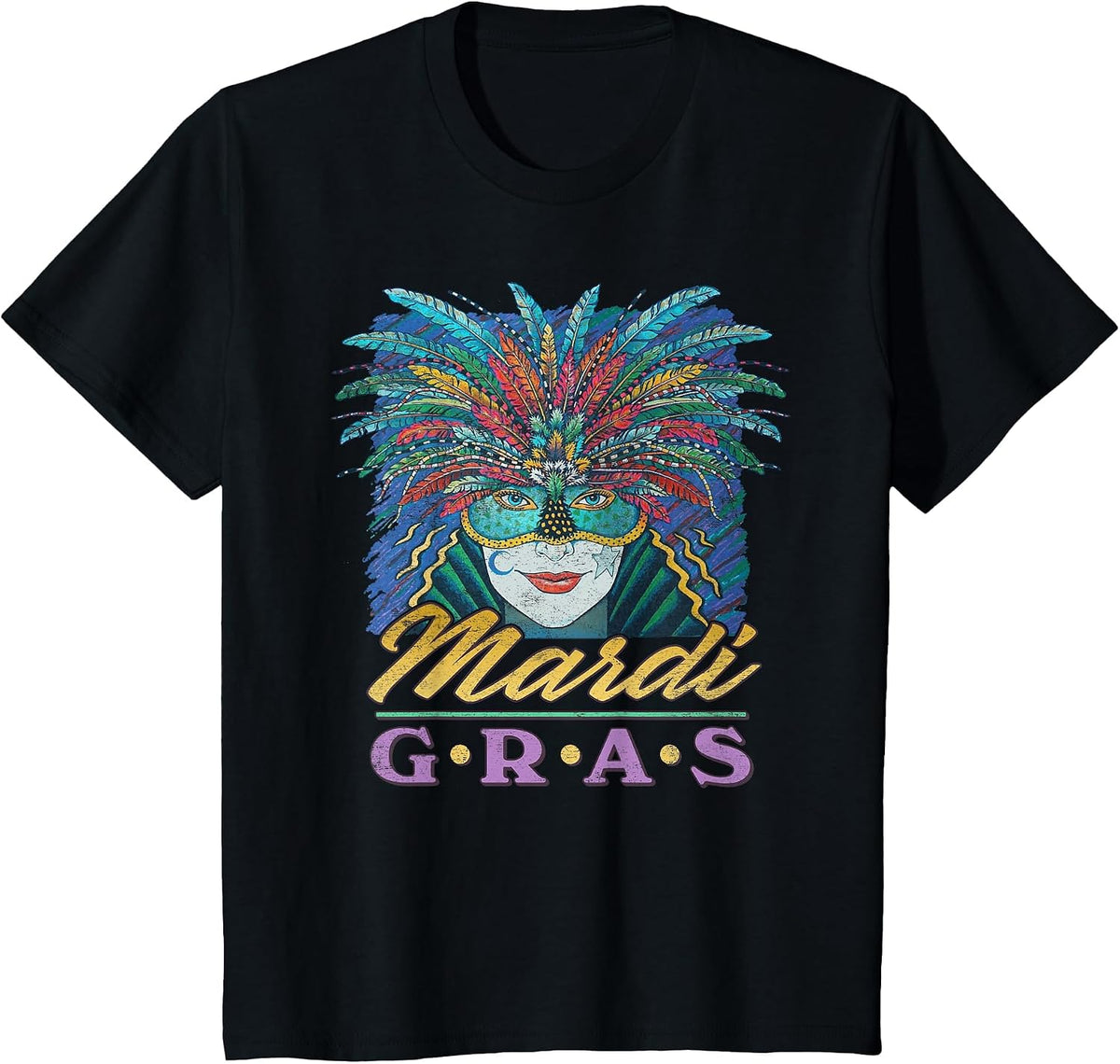 Mardi Gras Shirt Vintage Style Carnival Time T-Shirt - Black