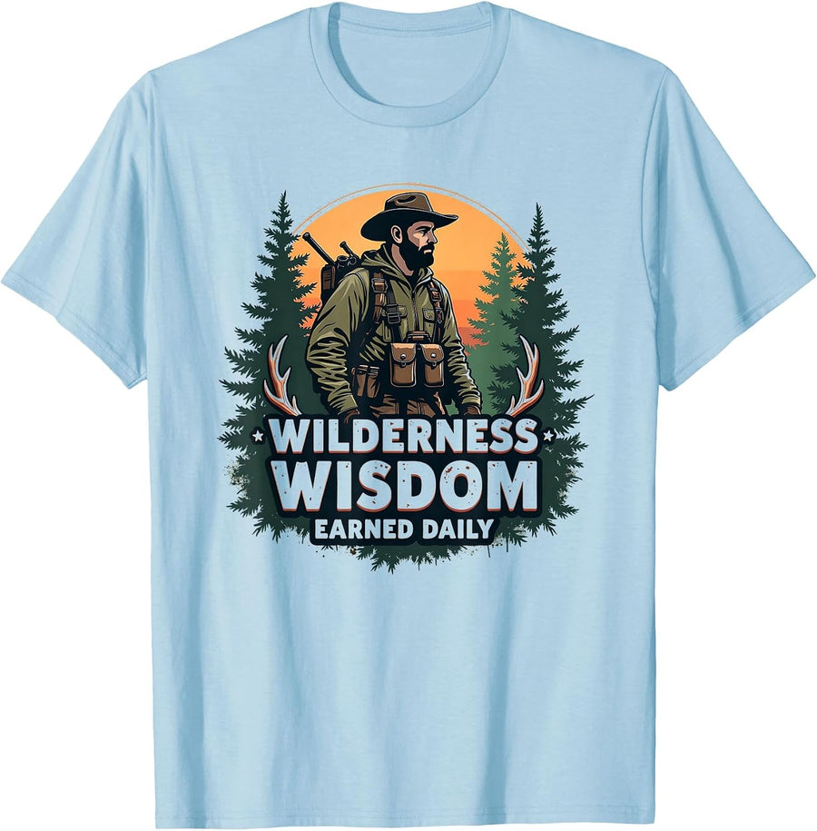 Wilderness Wisdom Earned Daily Hunting Design T-Shirt - Baby Blue