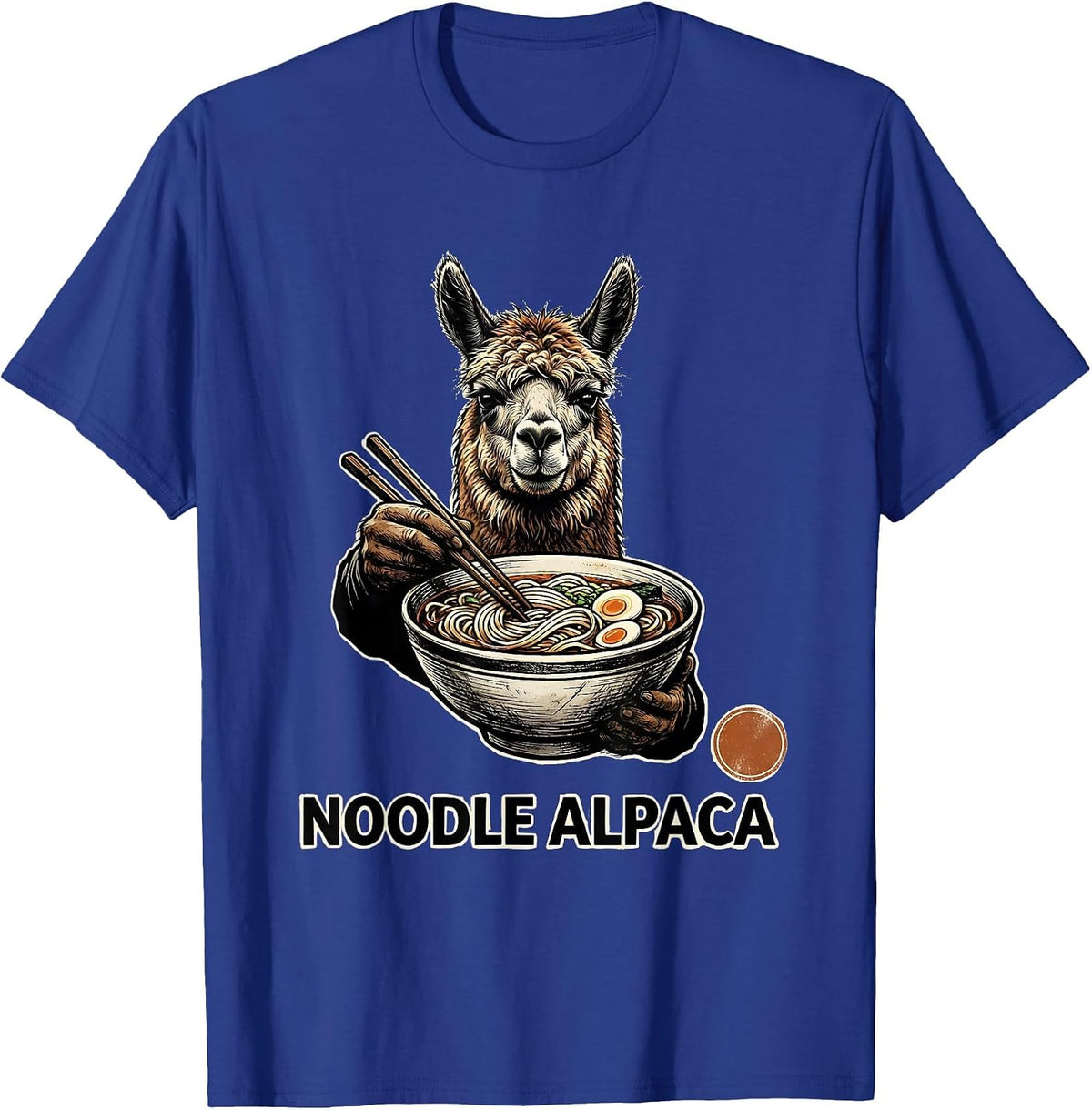 Noodle Alpaca Rubber Stamp Japanese Kaiju Kawaii Animal T-Shirt - Royal Blue