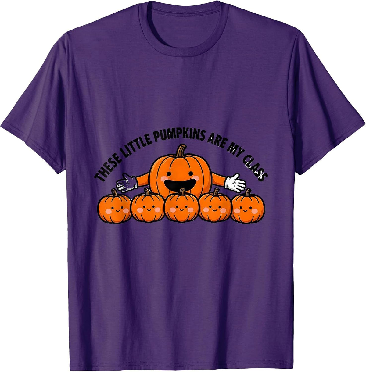 Men's These Little Pumpkins Are My Class Whimsical Teacher Fall T-Shirt - Purple